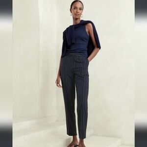 Banana Republic Navy Pinstripe Linen Blend Pants Womens 2